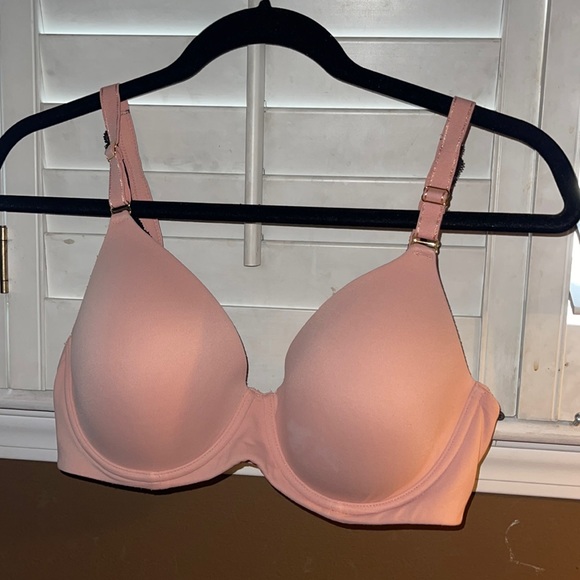 SOMA Embraceable GEO lace trim full coverage bra 36D pink with black lace trim - Picture 2 of 8